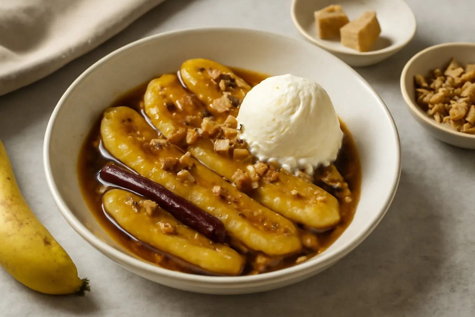 Banane caramelizate cu înghețată – un desert răcoritor