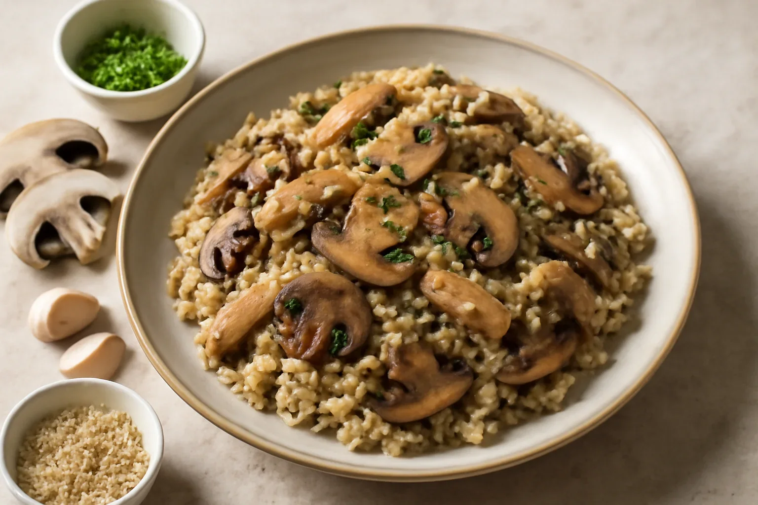 Risotto cu ciuperci și carne de pui
