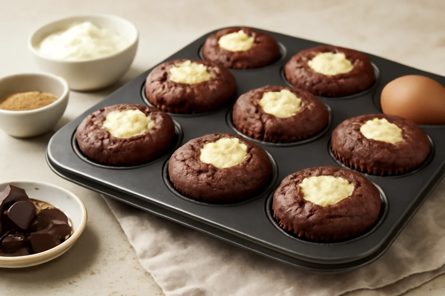 Muffins de ciocolată din aluat de brânză de vaci
