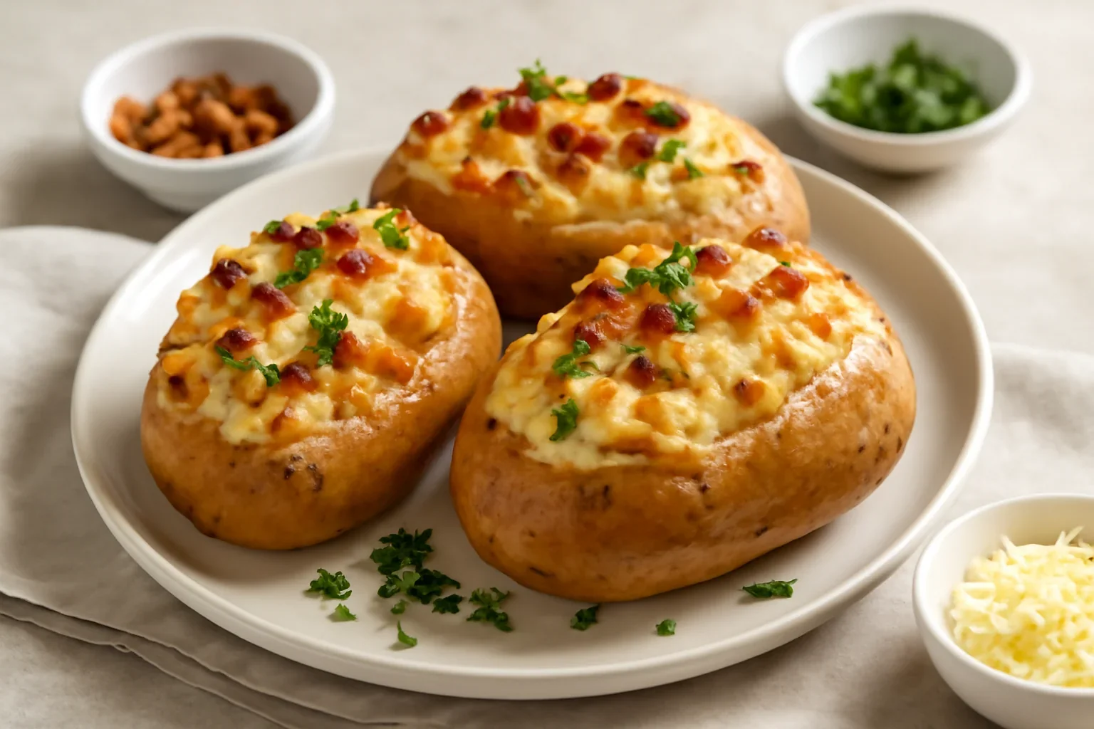 Jacket Potatoes umpluți cu pui și brânză