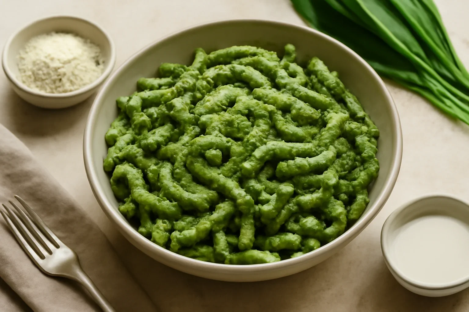 Macaroane cu pesto de leurda – Paste de post