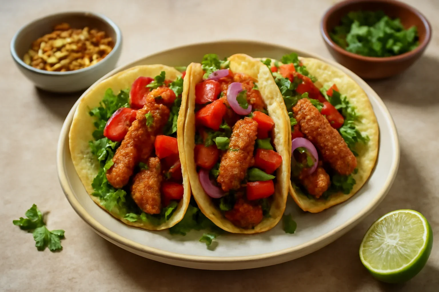 Tacos mexican cu pui crocant