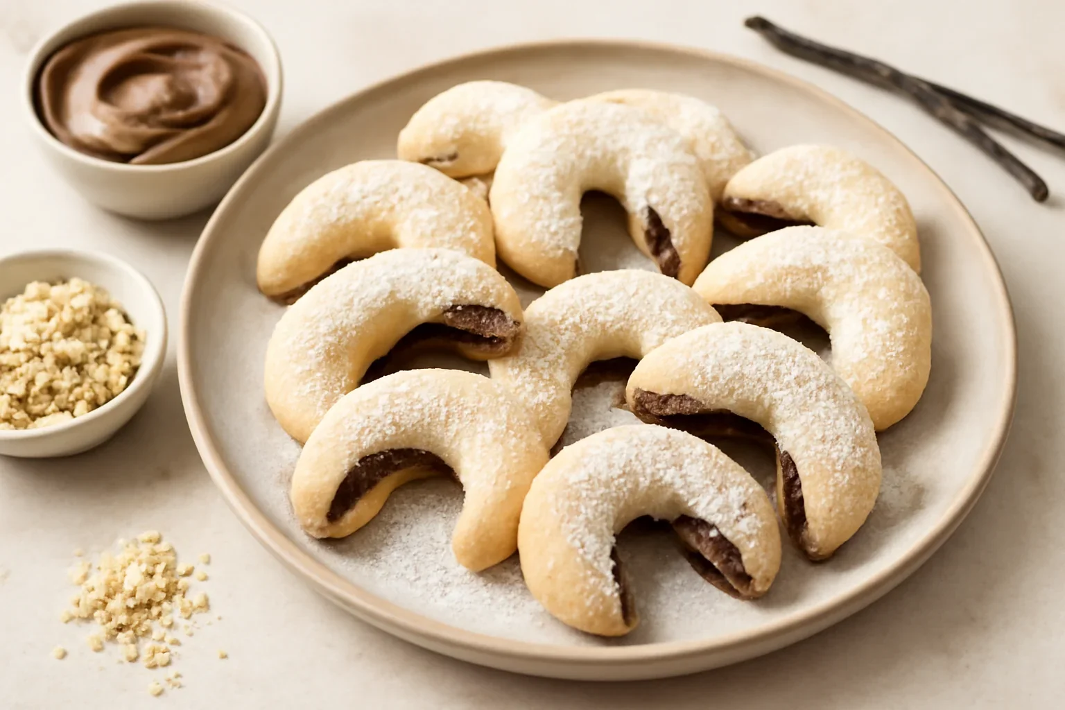 Fursecuri semiluna cu vanilie si Nutella