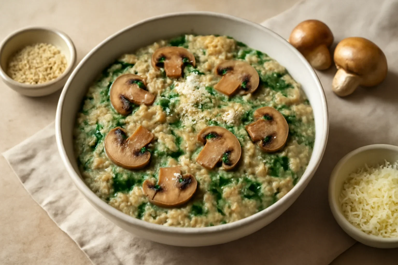Terci de quinoa cu parmezan și ciuperci