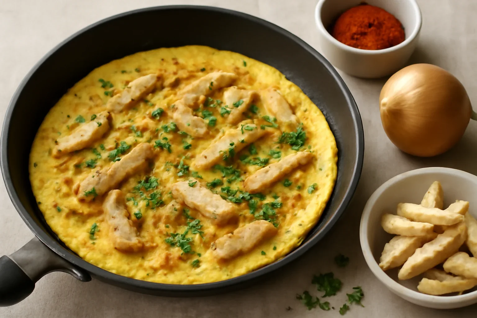 Omletă cu piept de pui