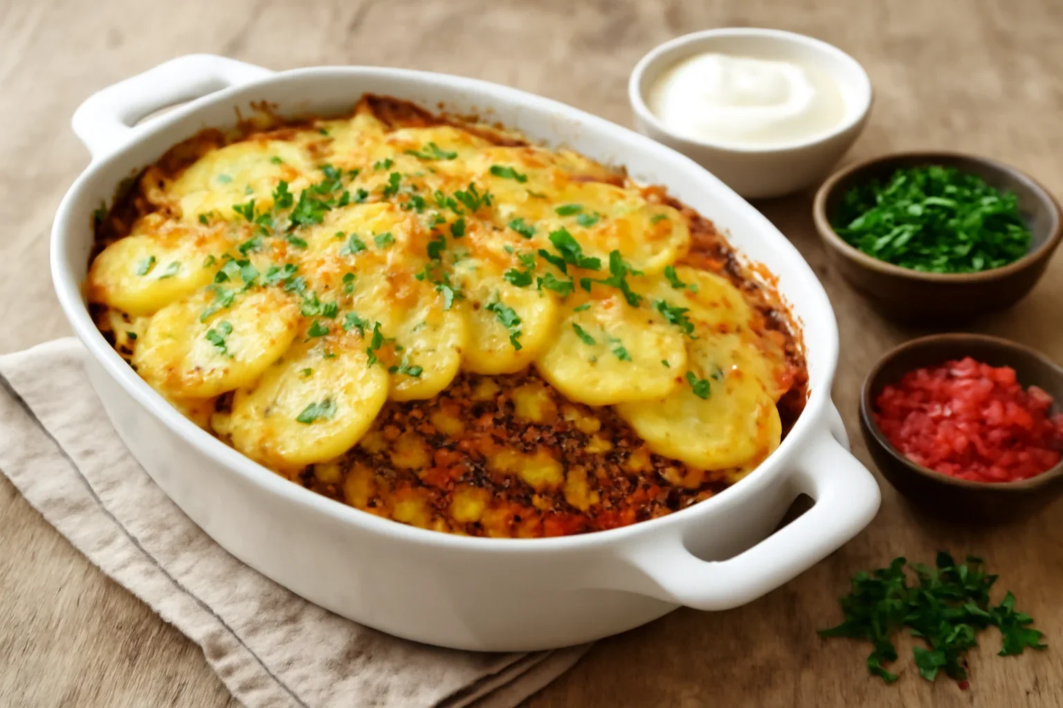 Musaca de cartofi cu carne tocata