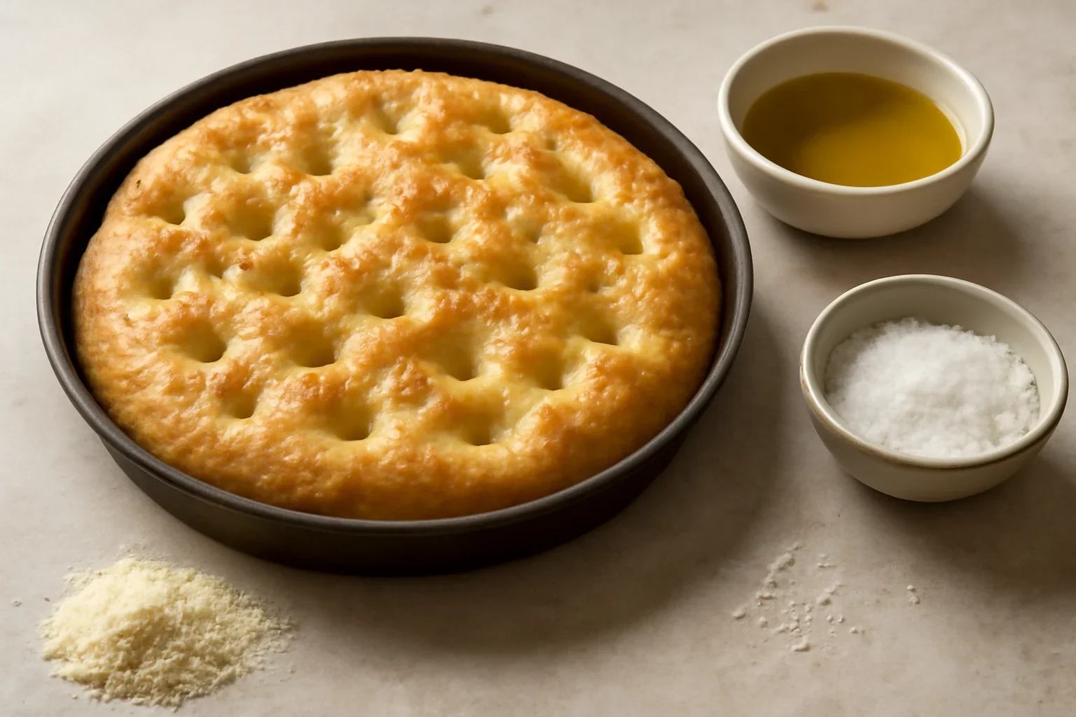 Focaccia simplă cu sare și ulei de măsline – alla genovese
