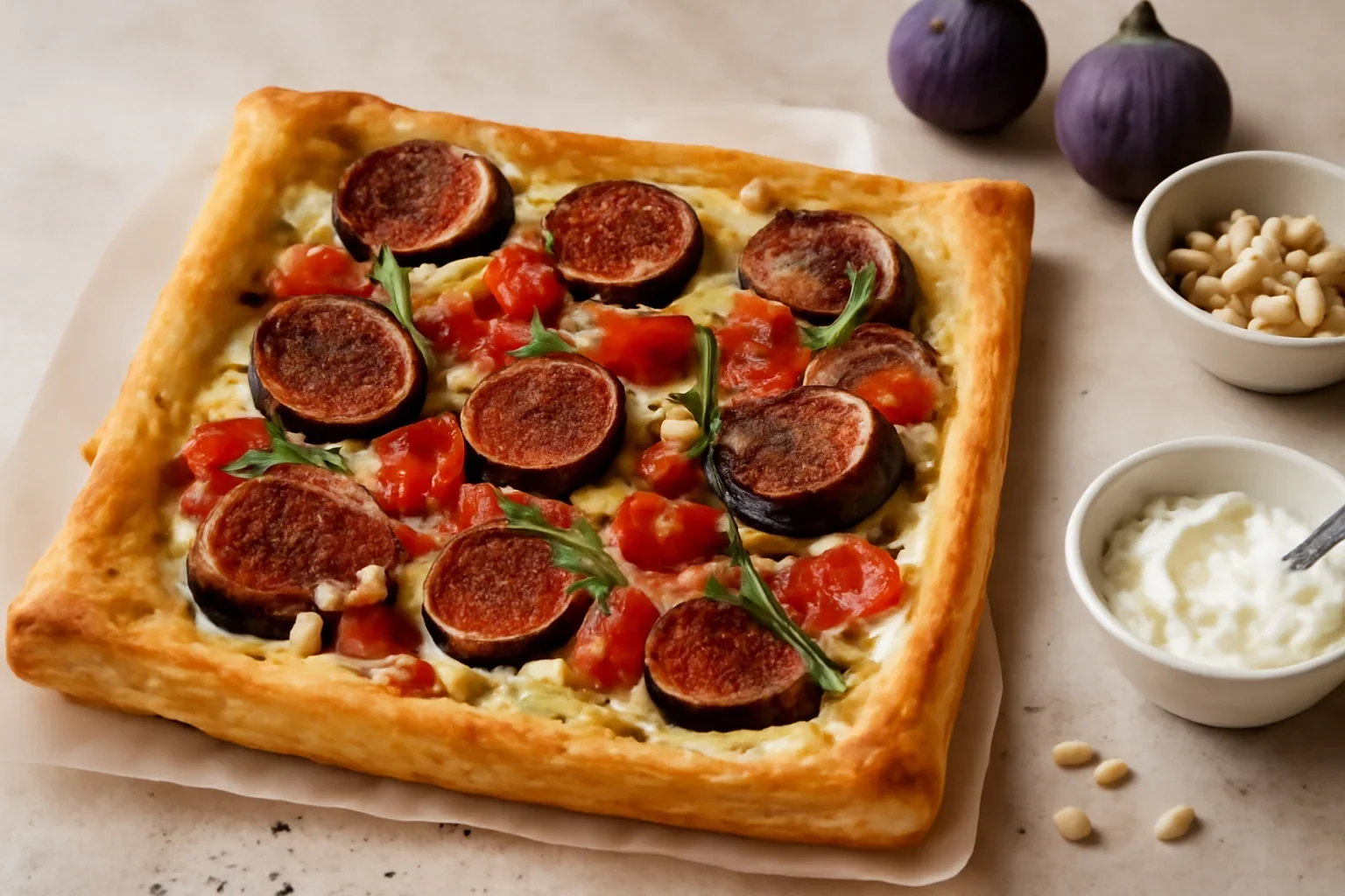 Foietaj cu smochine si crema de branza