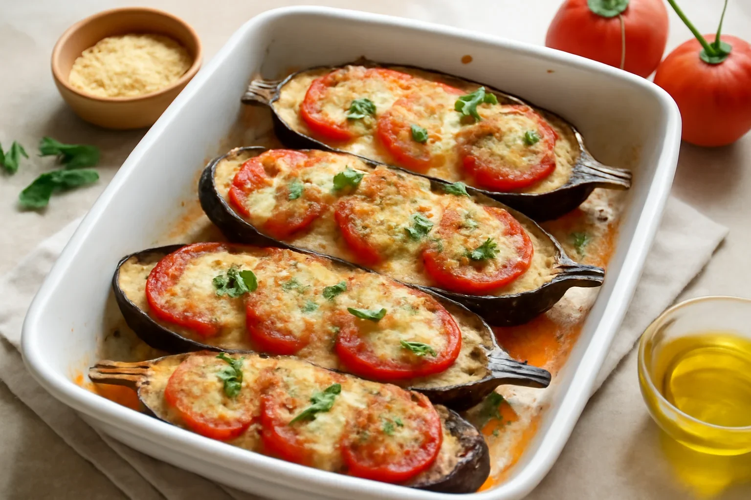 Vinete umplute cu rosii si mozzarella