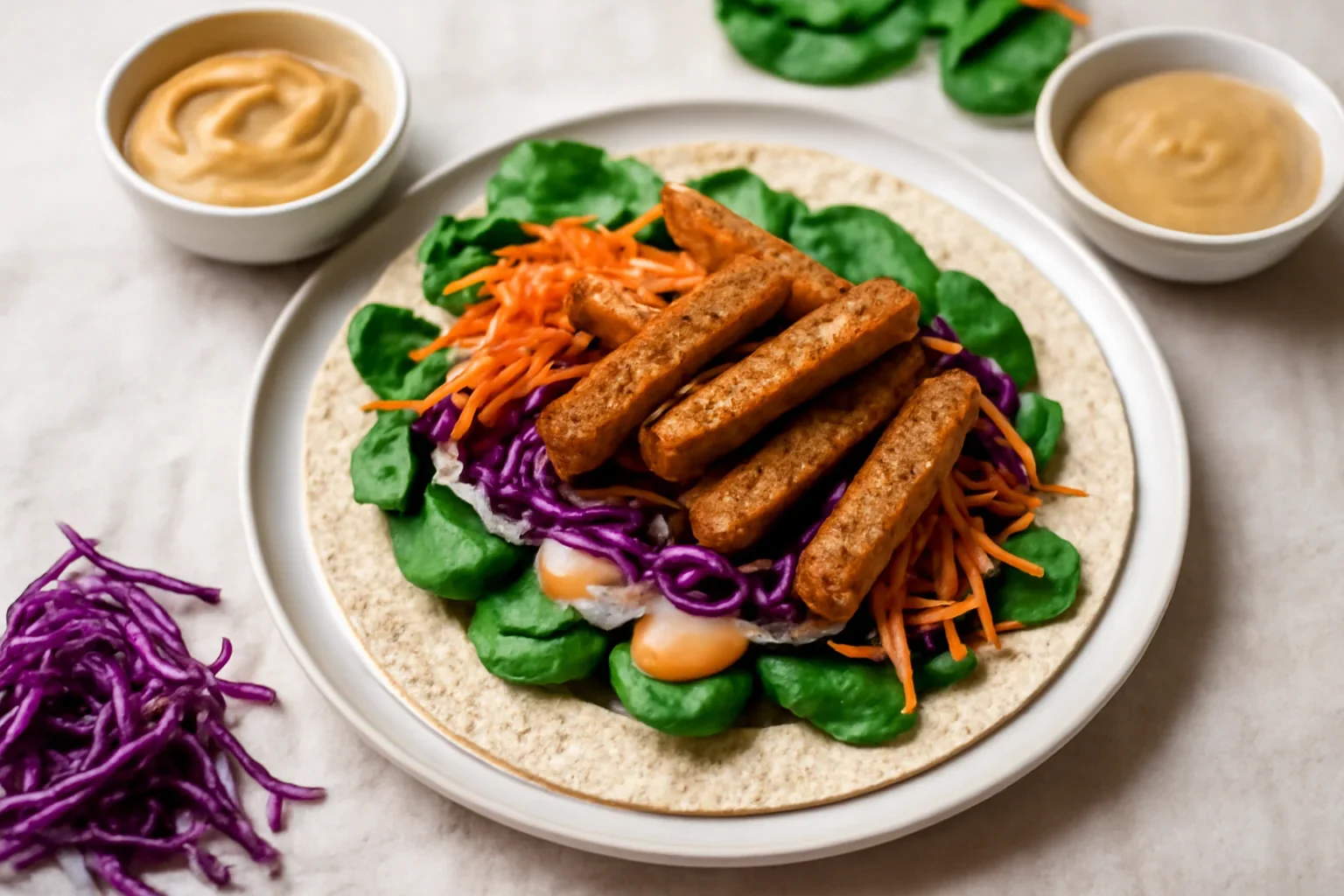 Wrap cu tempeh și dressing de arahide