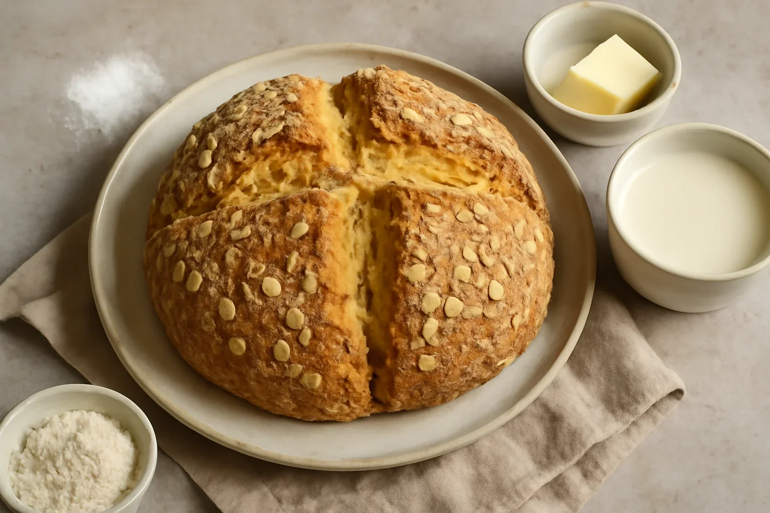Pâine fără drojdie și fără dospire (cu bicarbonat) – rețeta rapidă de irish soda bread