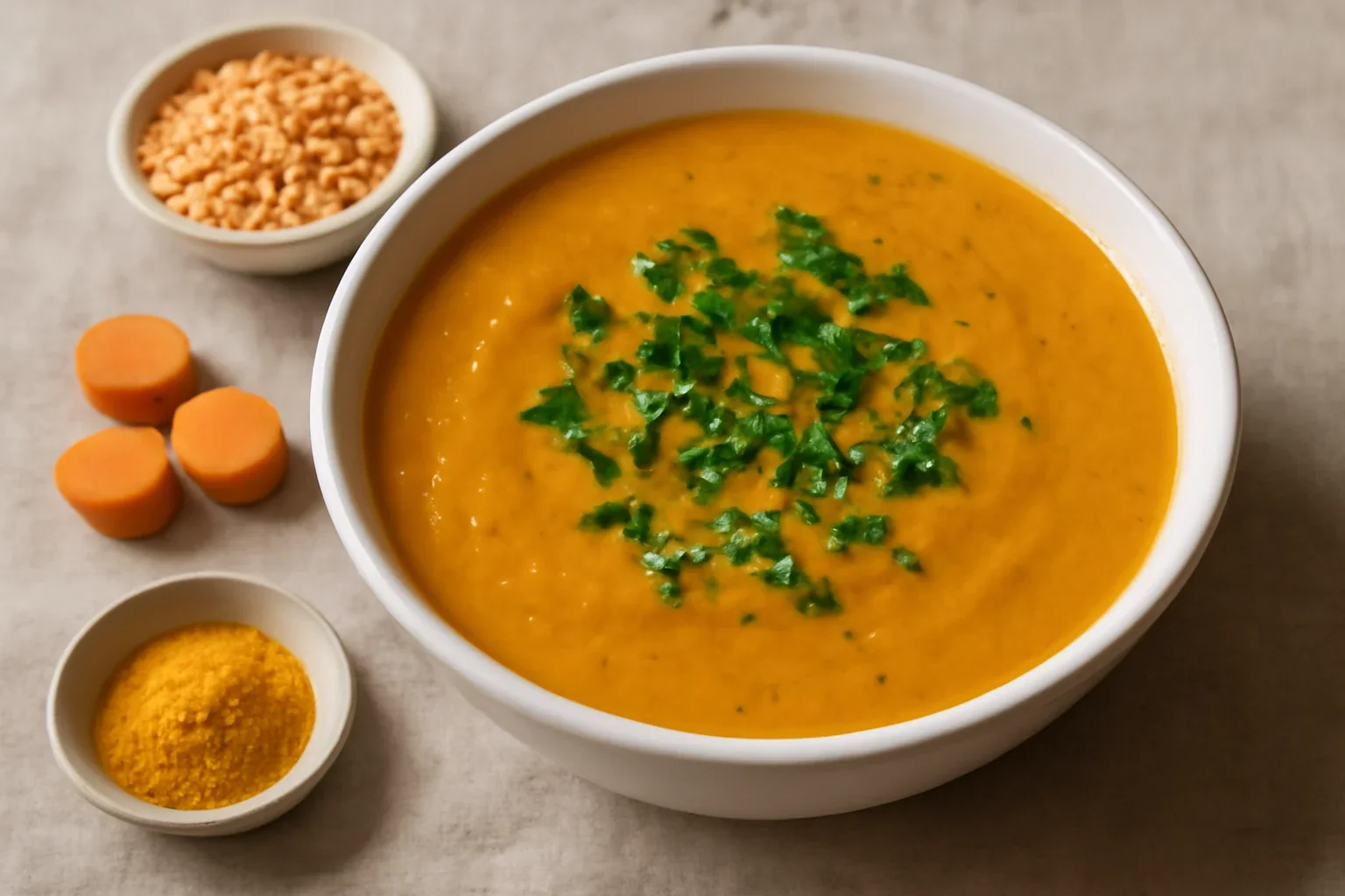 Supă cremă de linte roșie cu turmeric