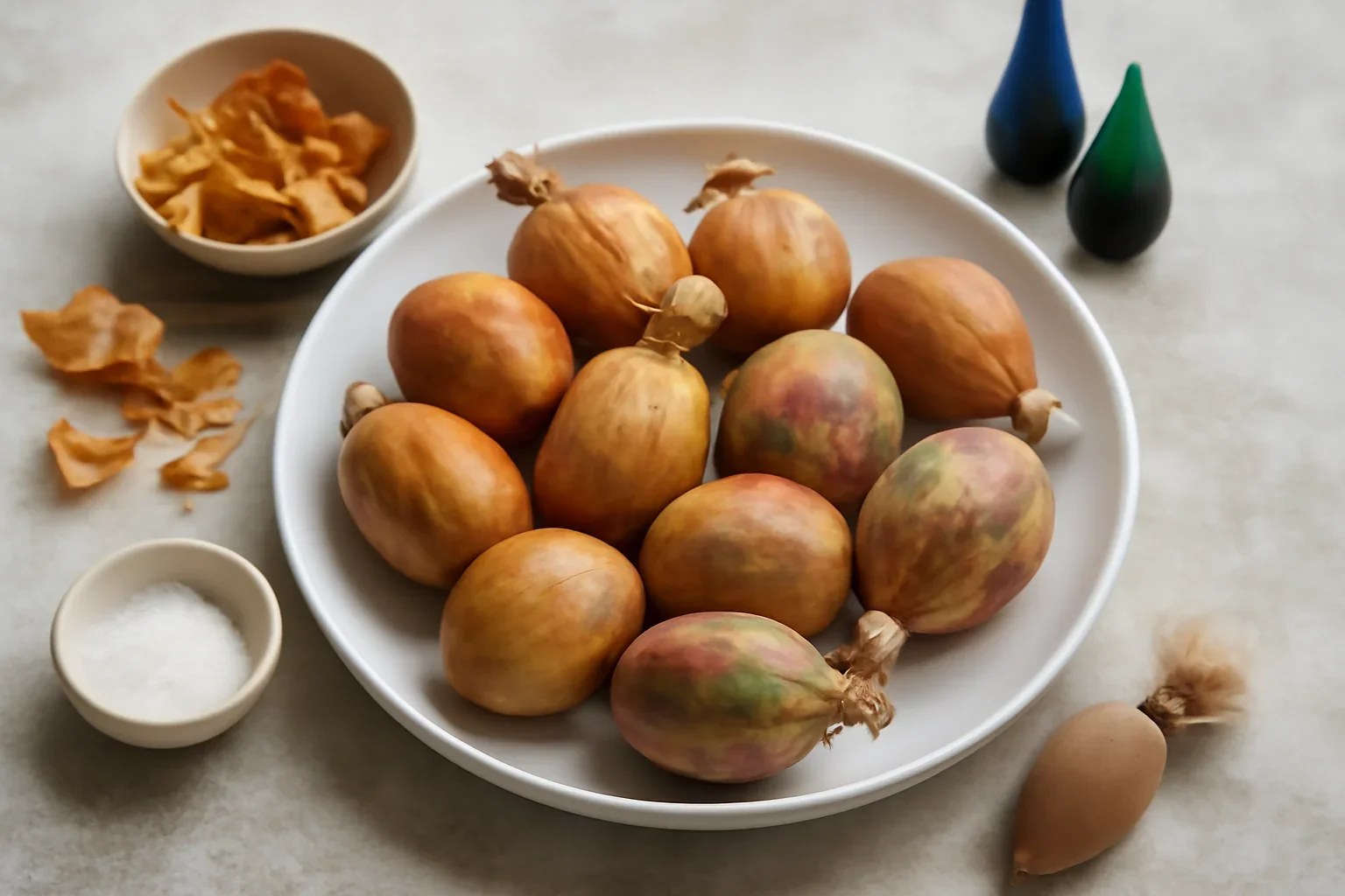Ouă marmorate cu foi de ceapă și colorant alimentar