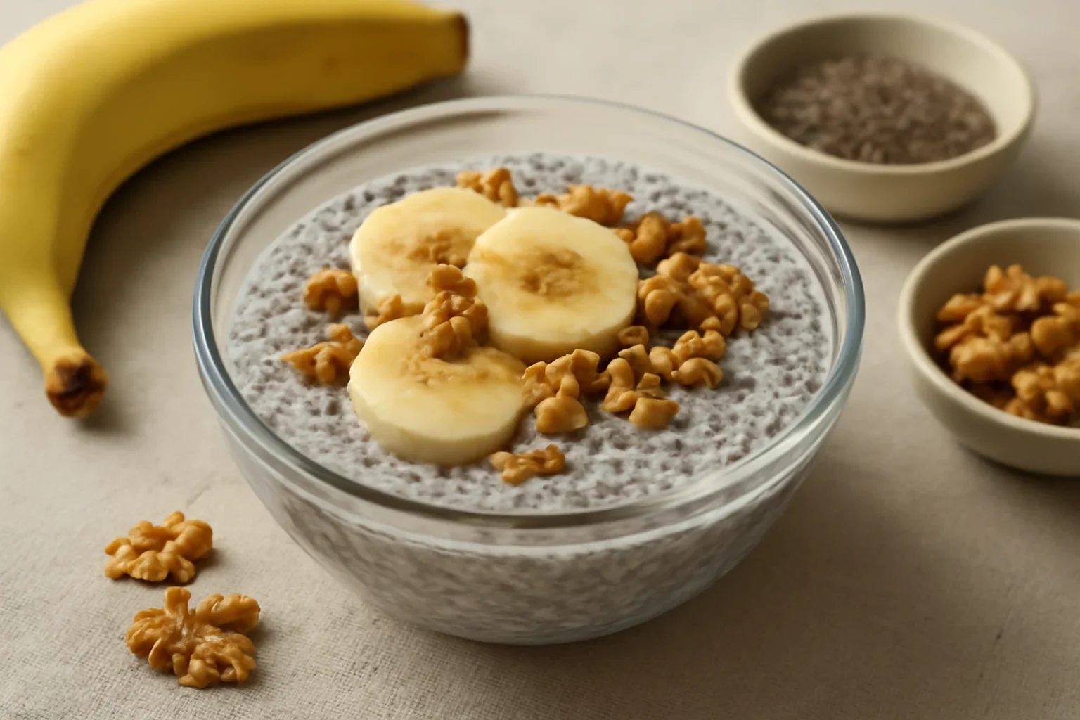 Pudding de chia cu banane și nuci