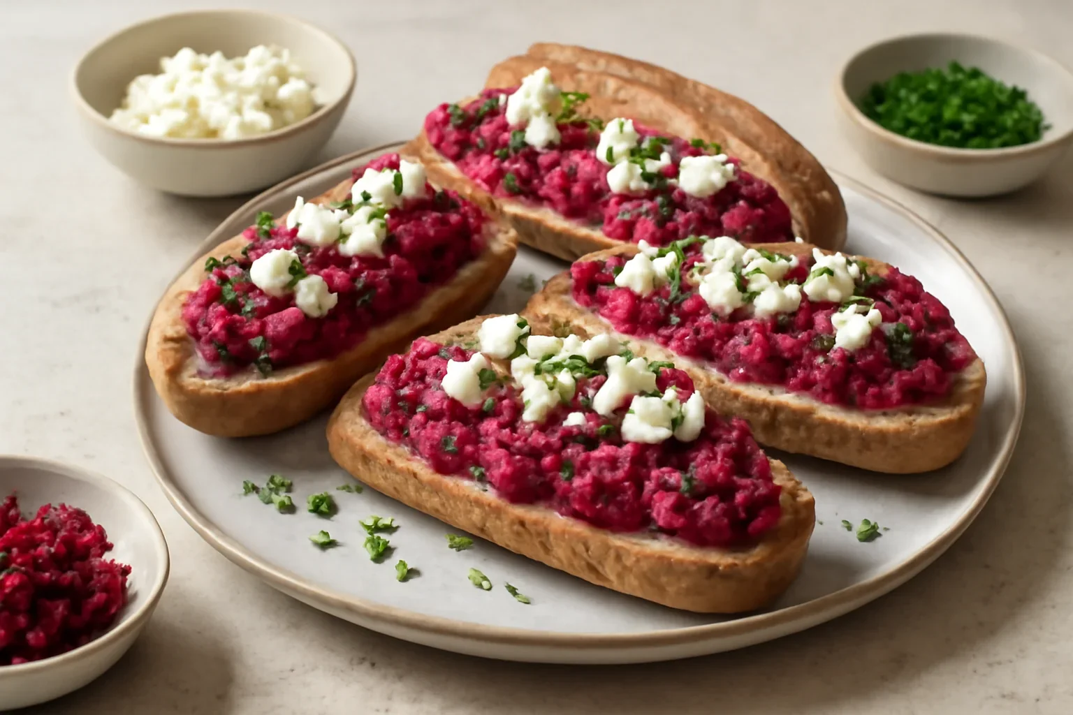 Sandviș cu sfeclă roșie și brânză feta