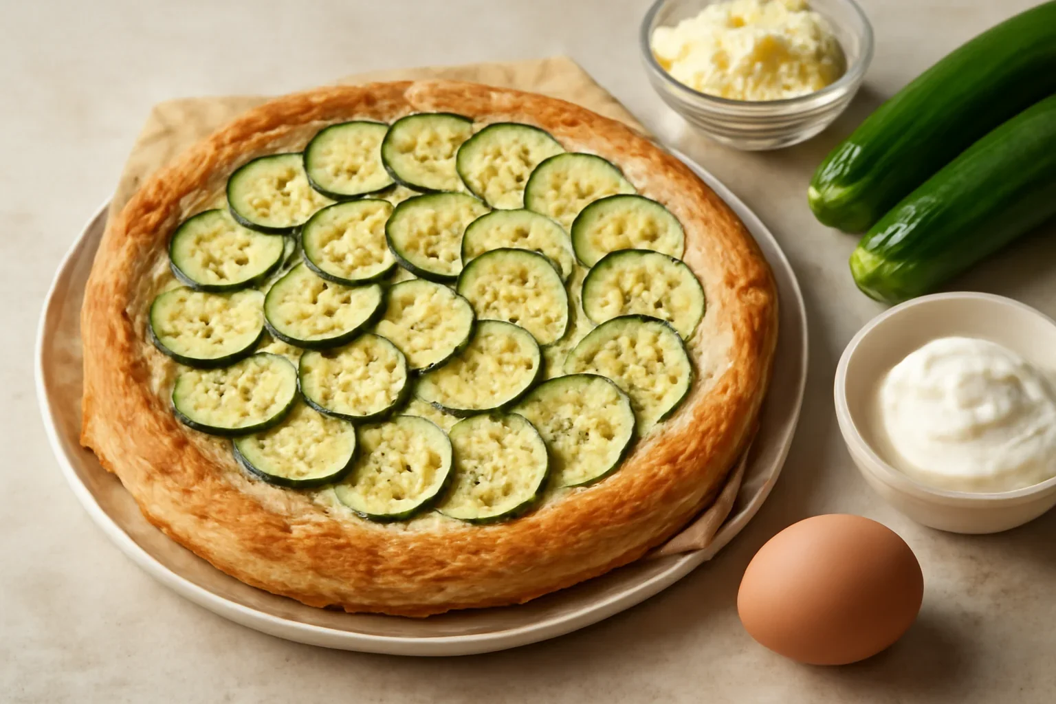 Tarta cu dovlecei si branza – din aluat foietaj
