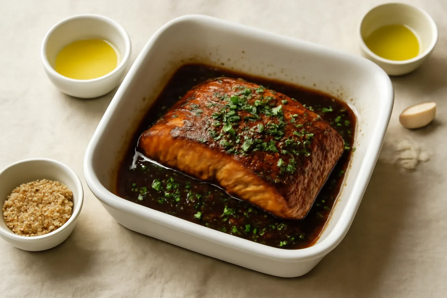 Somon glazurat cu otet balsamic