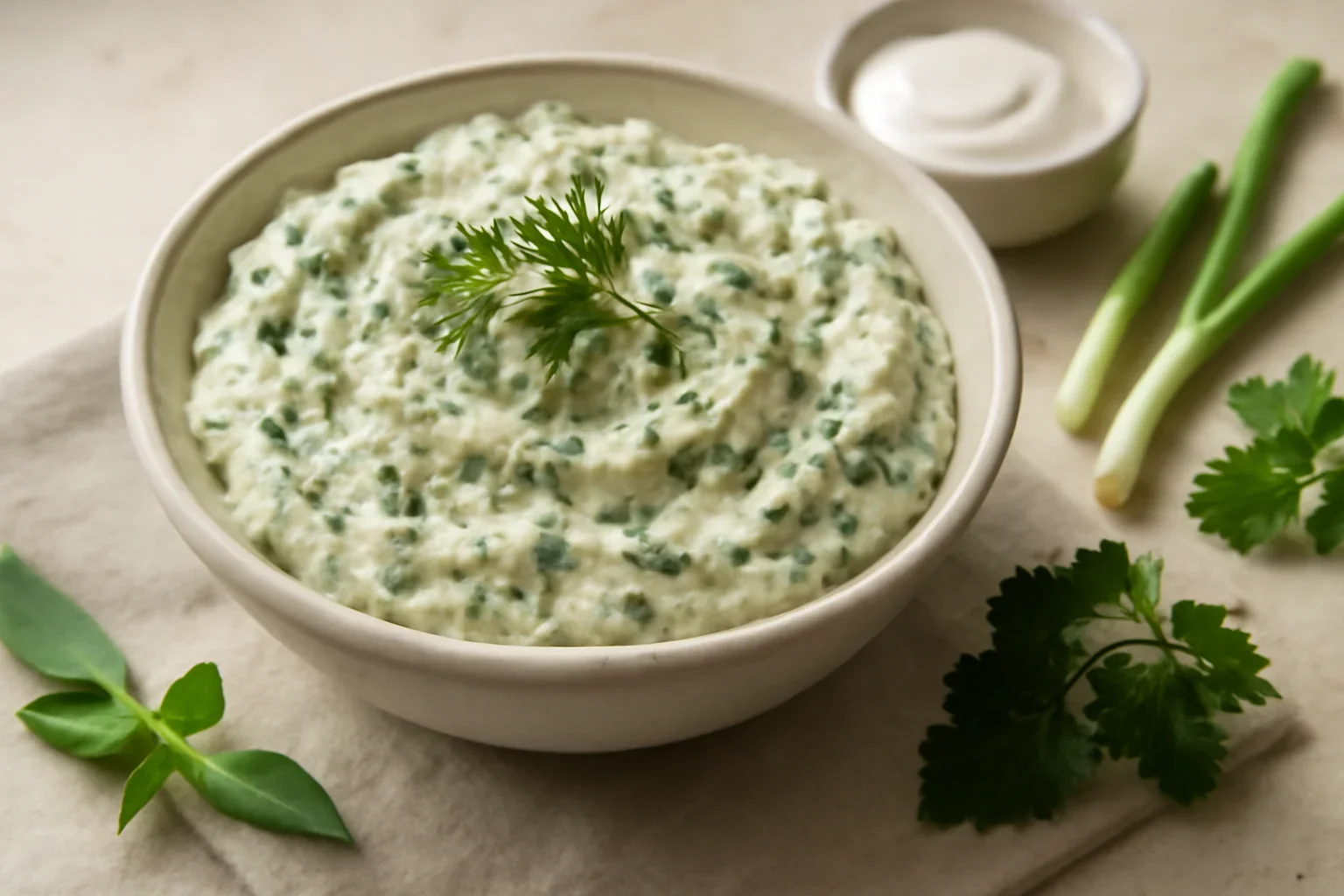 Crema de branza cu marar sau alte verdeturi de primavara