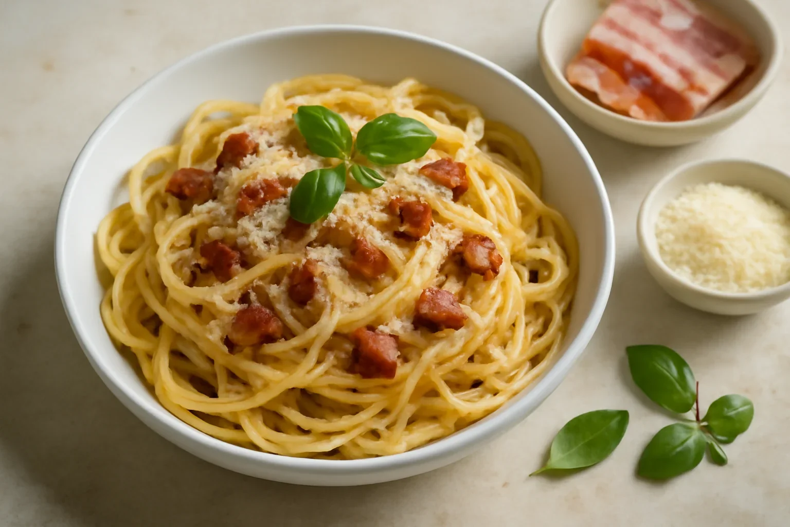 Paste simple cu bacon, usturoi și parmezan – rețeta rapidă