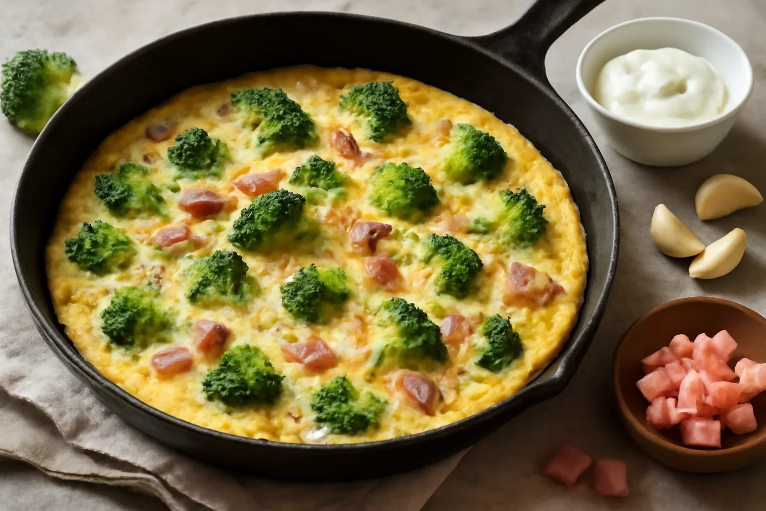 Omleta cu broccoli la tigaie