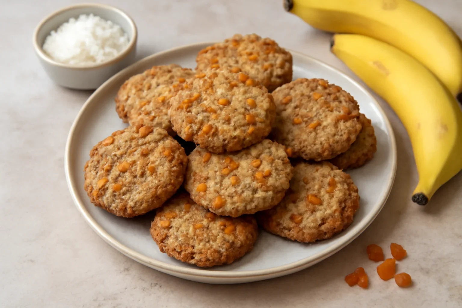 Fursecuri de post cu banane si nuca de cocos – biscuiti fara gluten, fara zahar, fara ou