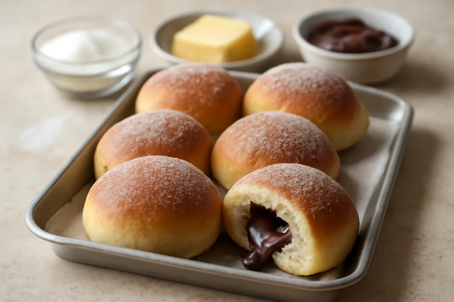 Gogosi cu ciocolata la cuptor, reteta de gogosi umplute