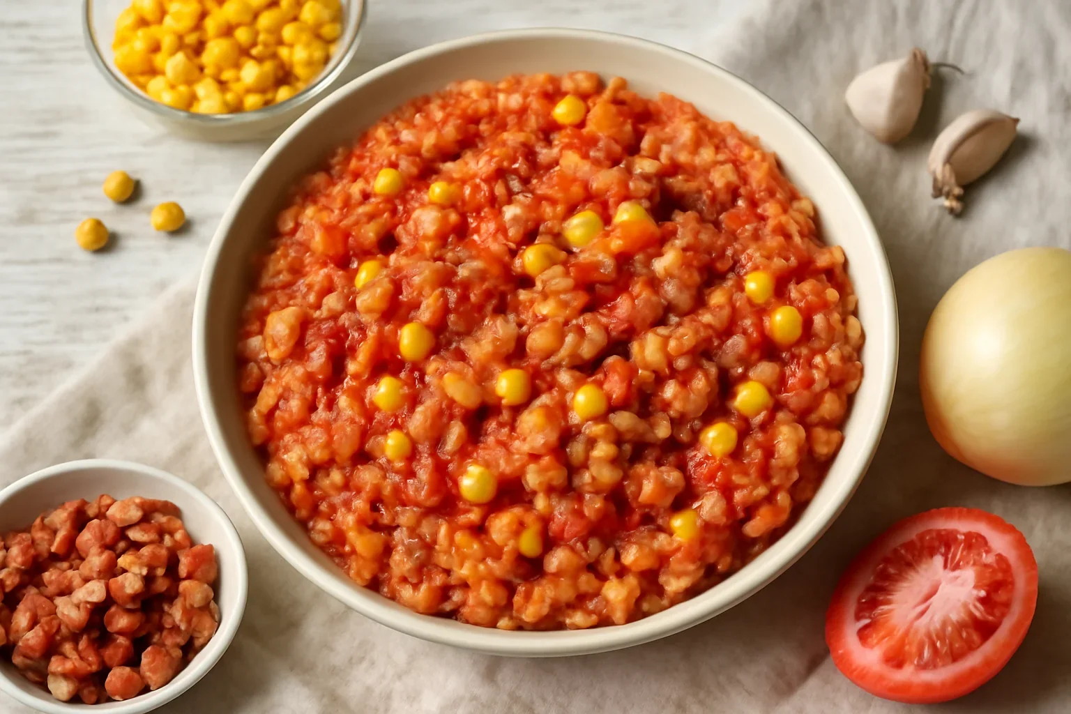 Orez cu rosii si porumb (Arroz de tomate)