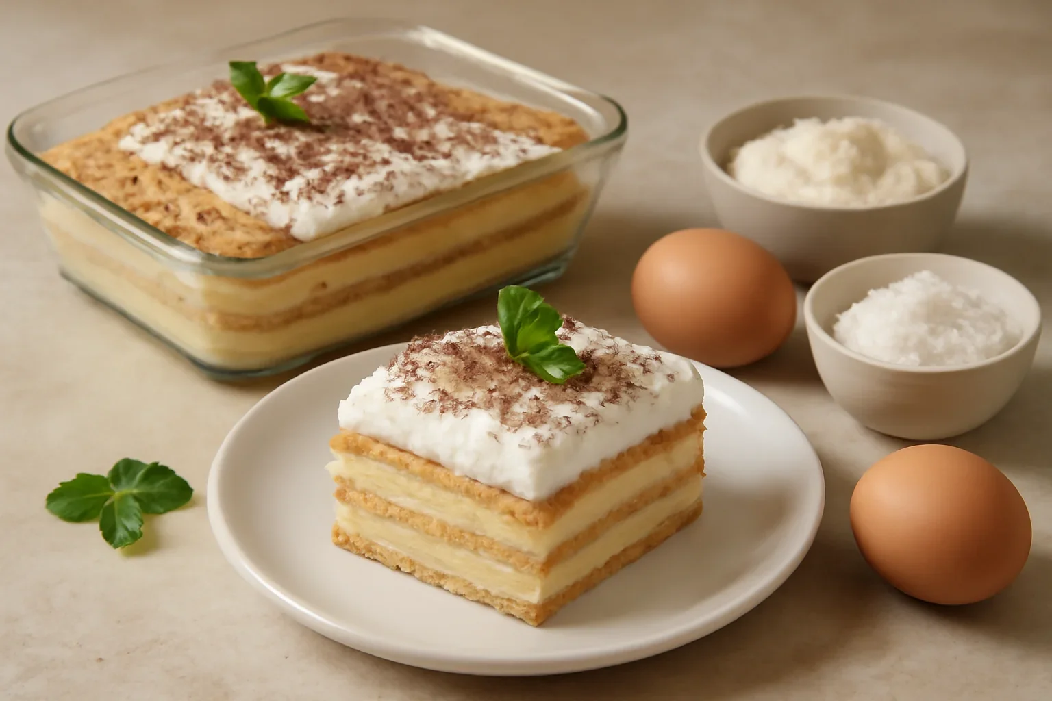 Prajitura cu crema de vanilie si biscuiti