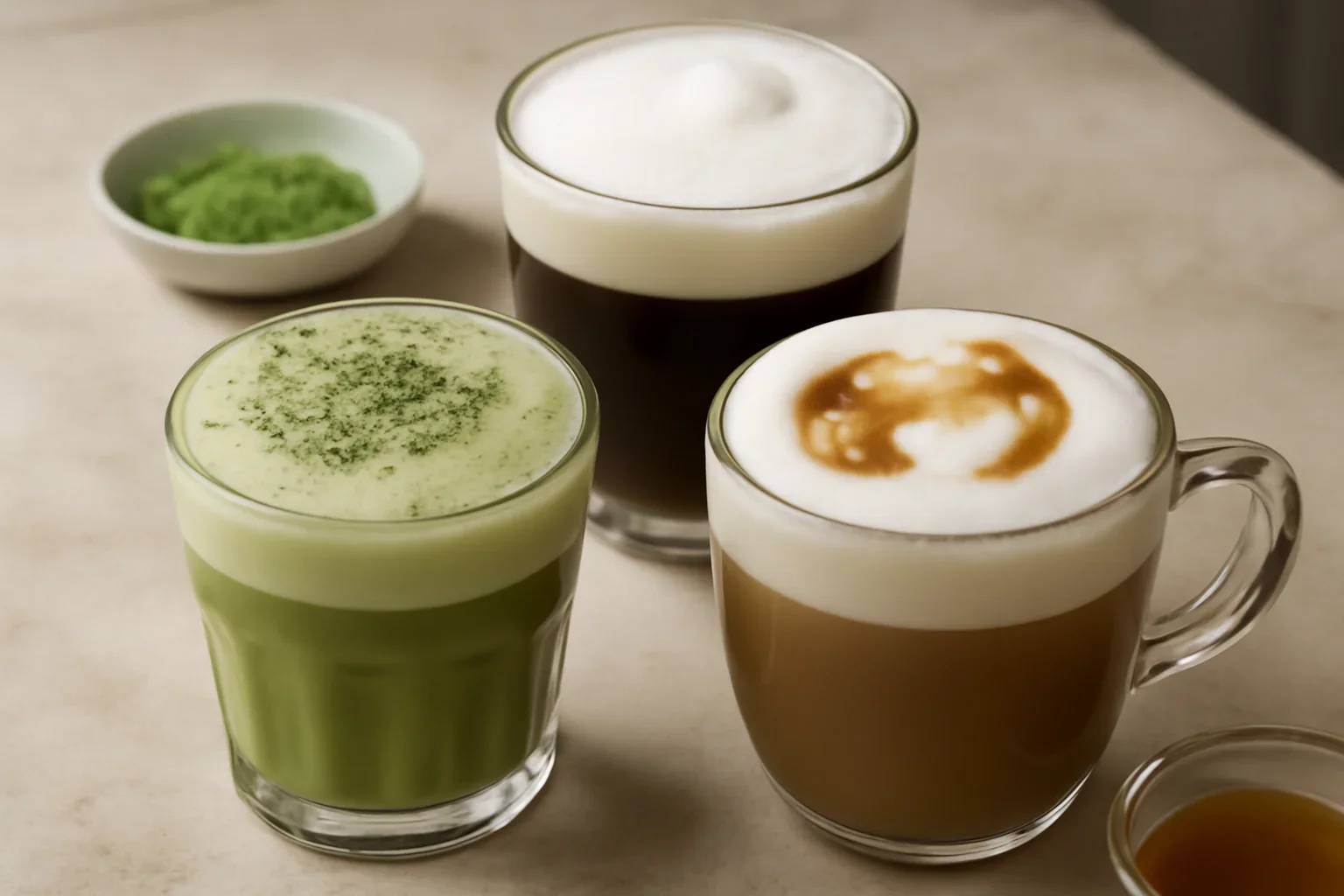 Cafea ca la cafenea / Trei bauturi cu multa spuma