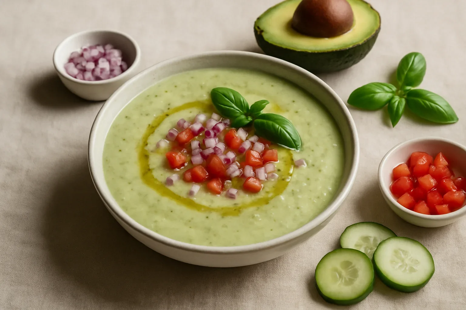 Supă rece de castravete cu avocado