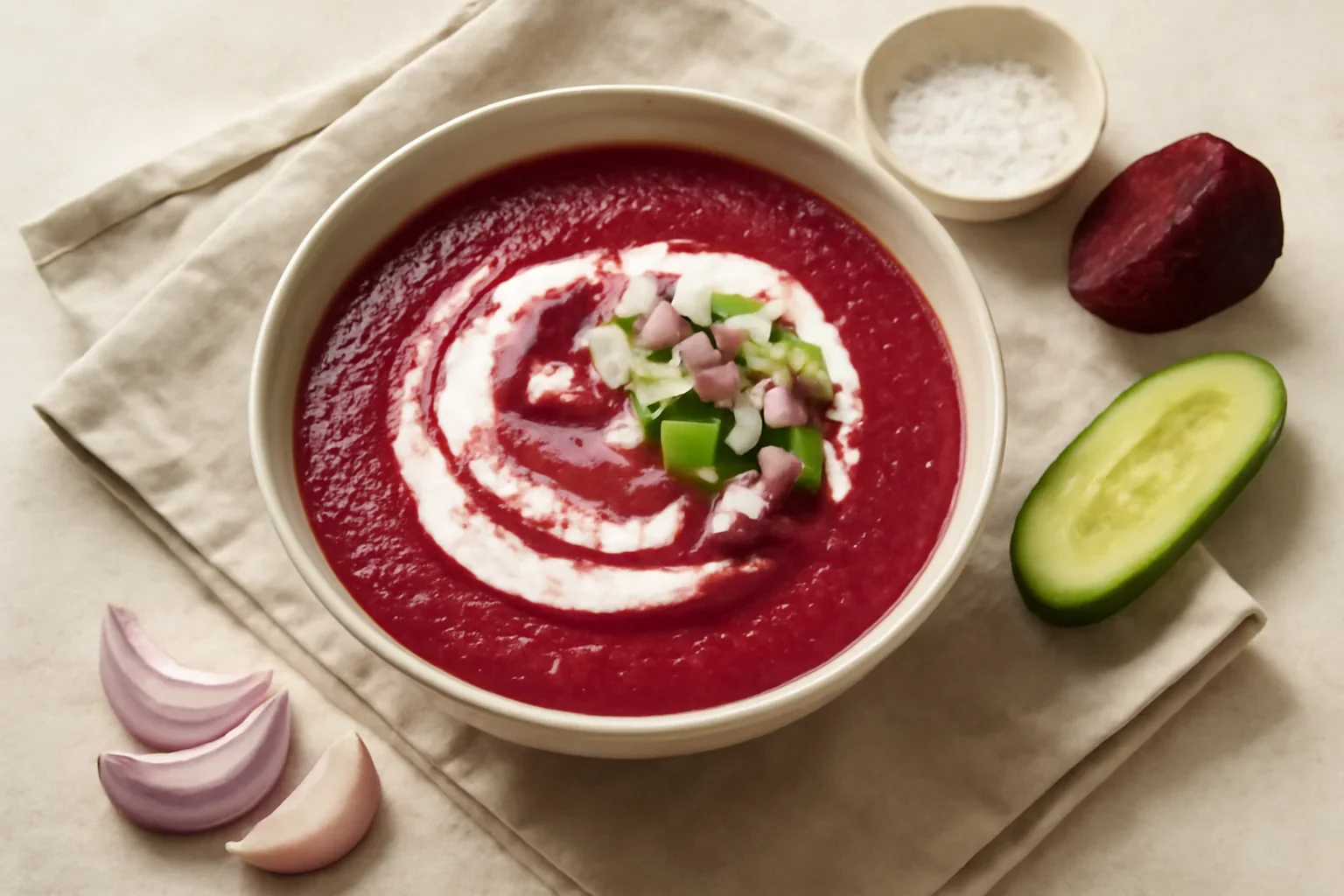 Gazpacho fin de sfeclă roșie cu iaurt