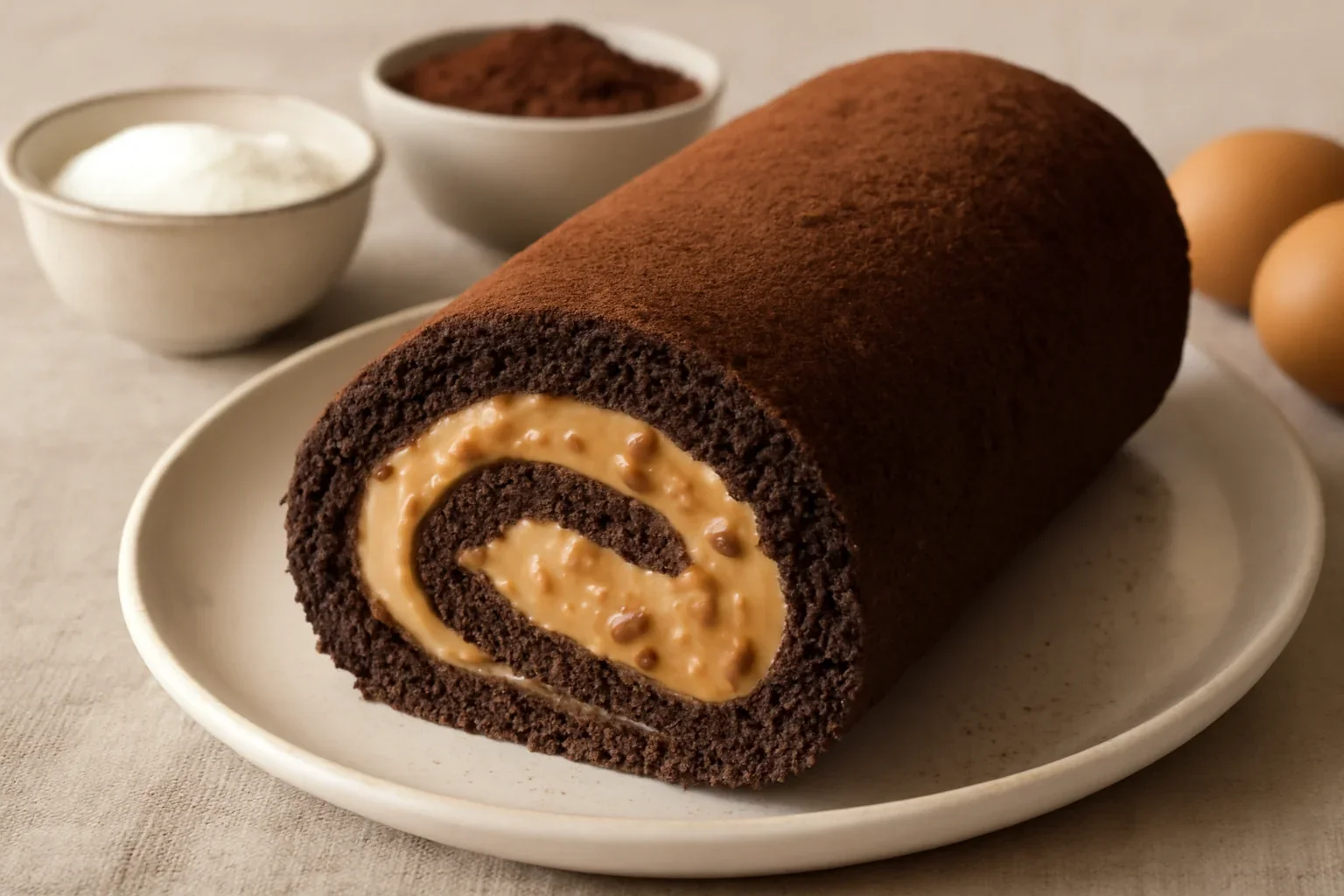 Ruladă cu cremă de caramel sărat și griliaș