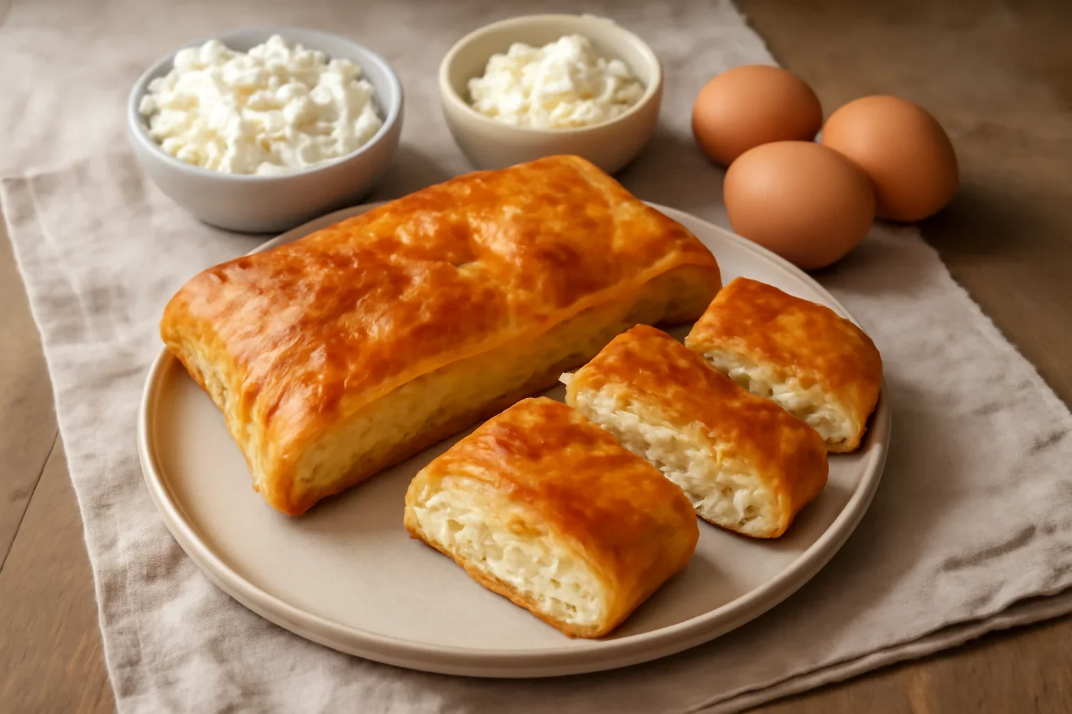 Strudel din foietaj cu telemea