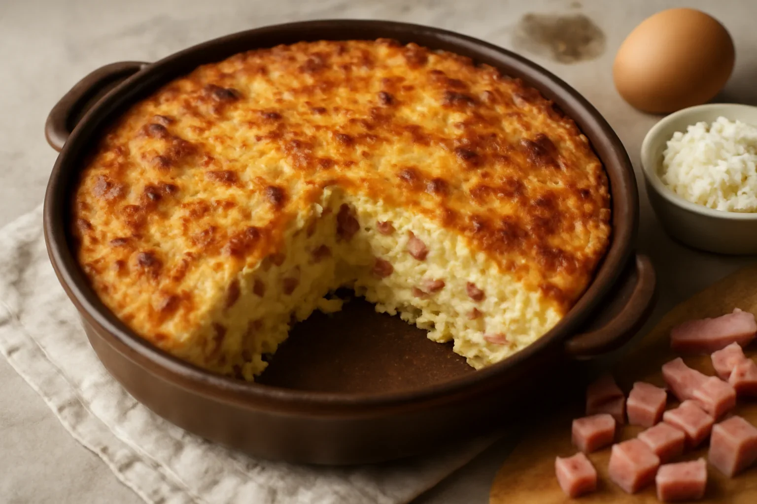 Budinca aperitiv din paste cu branza si afumatura