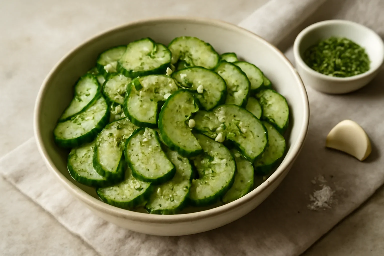 Salata de castraveti, cu usturoi si marar