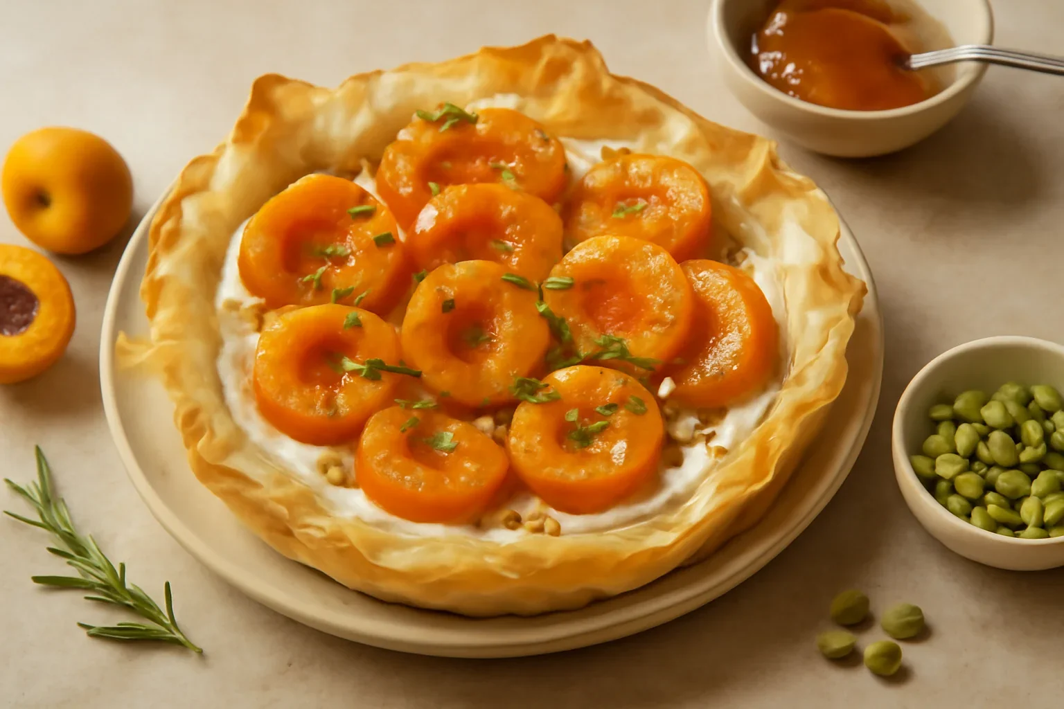 Tartlette cu crema de brânză și caise