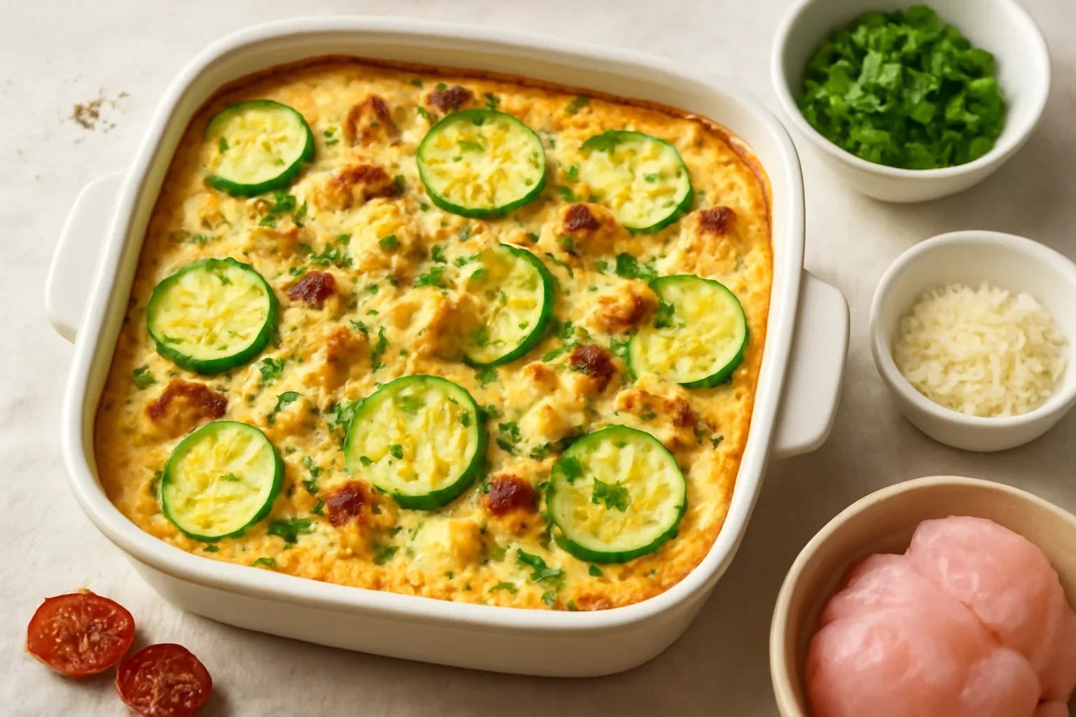 Dovlecei cu piept de pui la cuptor