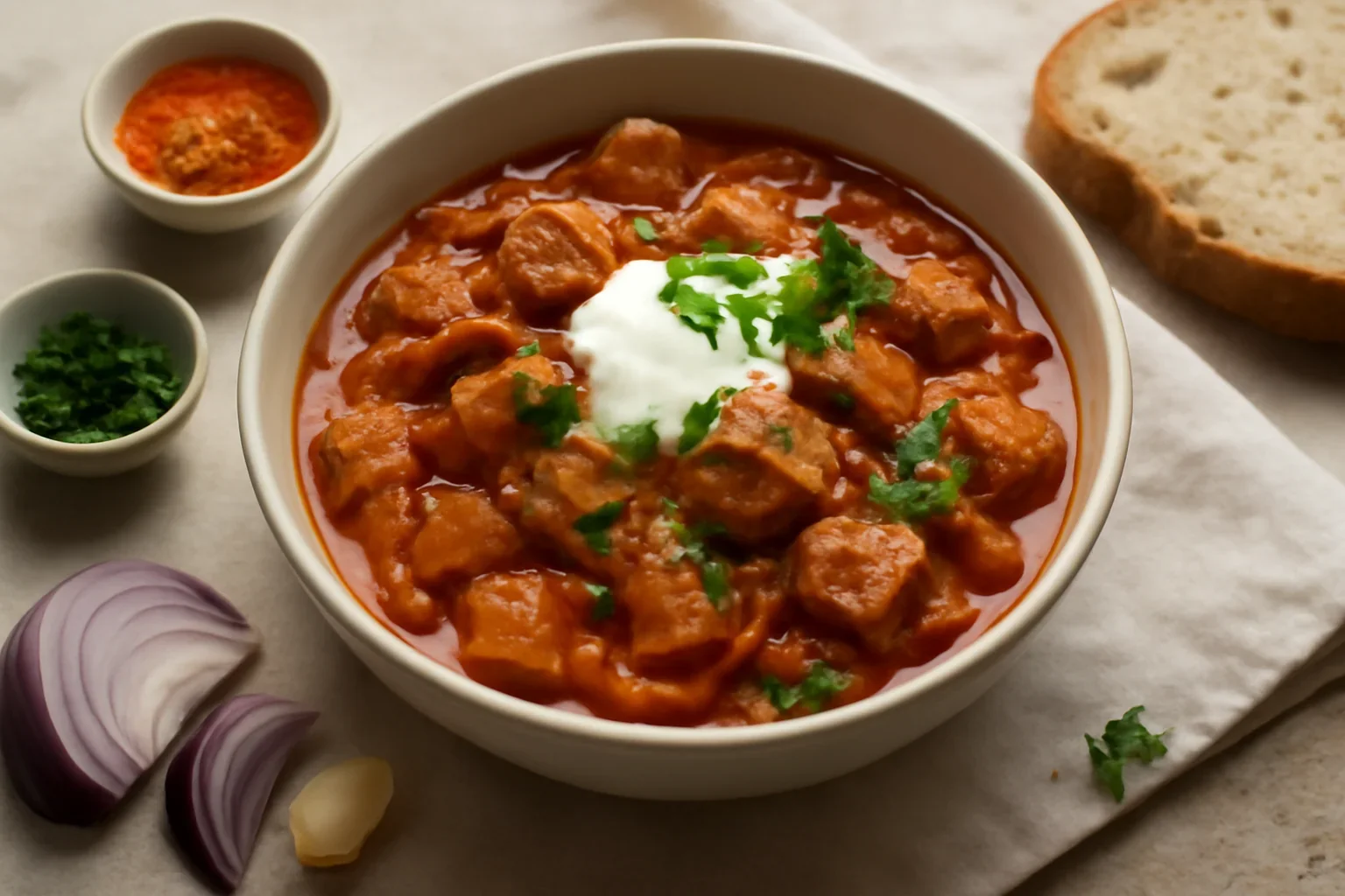 Tocană cu ceapă și carne – rețeta ardelenească de papricaș de porc