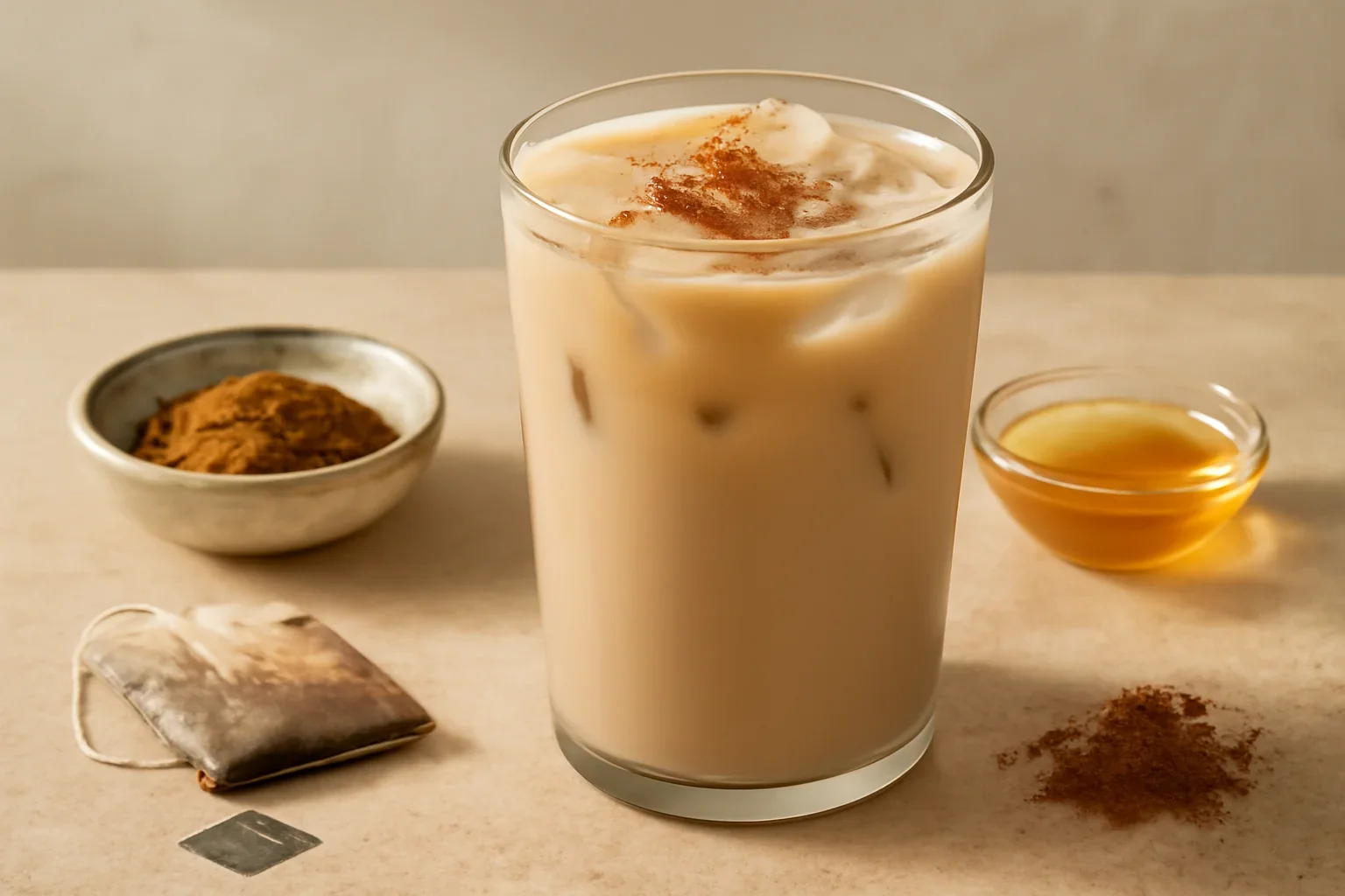 Chai latte rece cu lapte de cocos