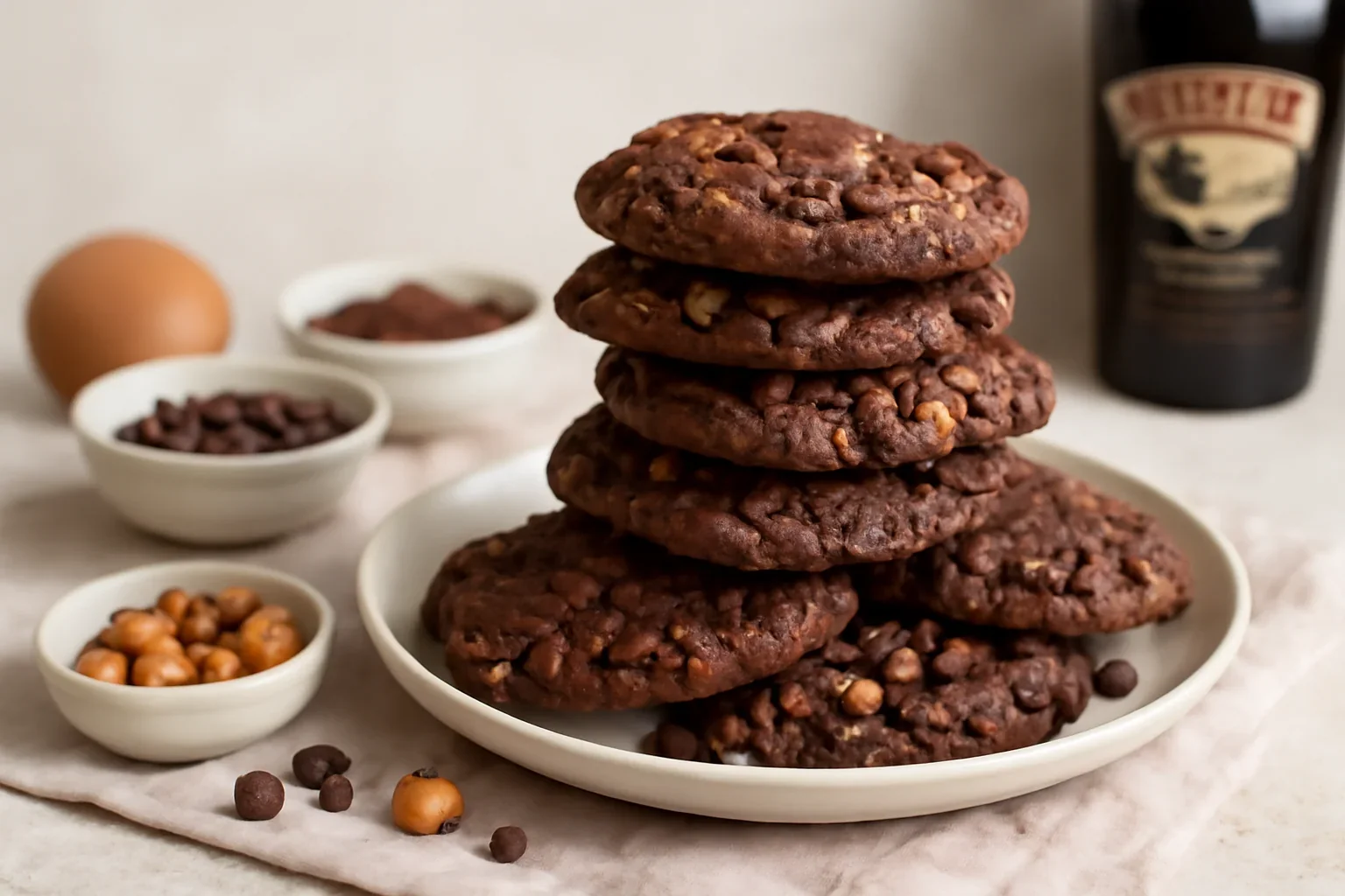 Brownie cookies cu ciocolată și alune de pădure – rețeta de biscuiți negrese cu Bailey’s