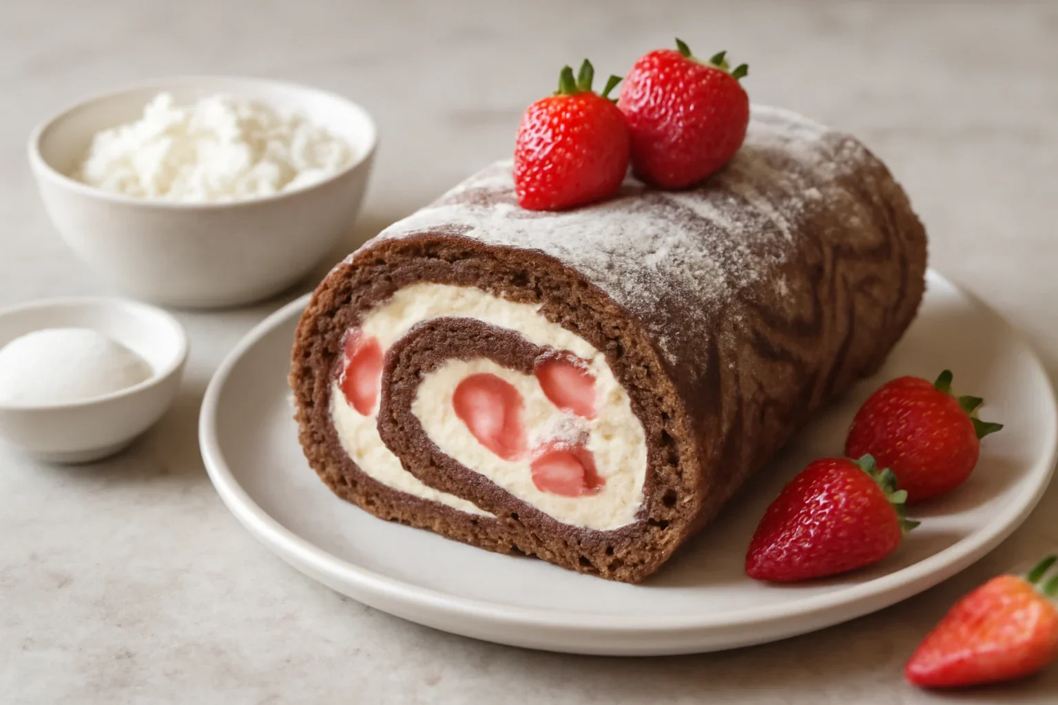 Rulada cu capsuni si crema cheesecake