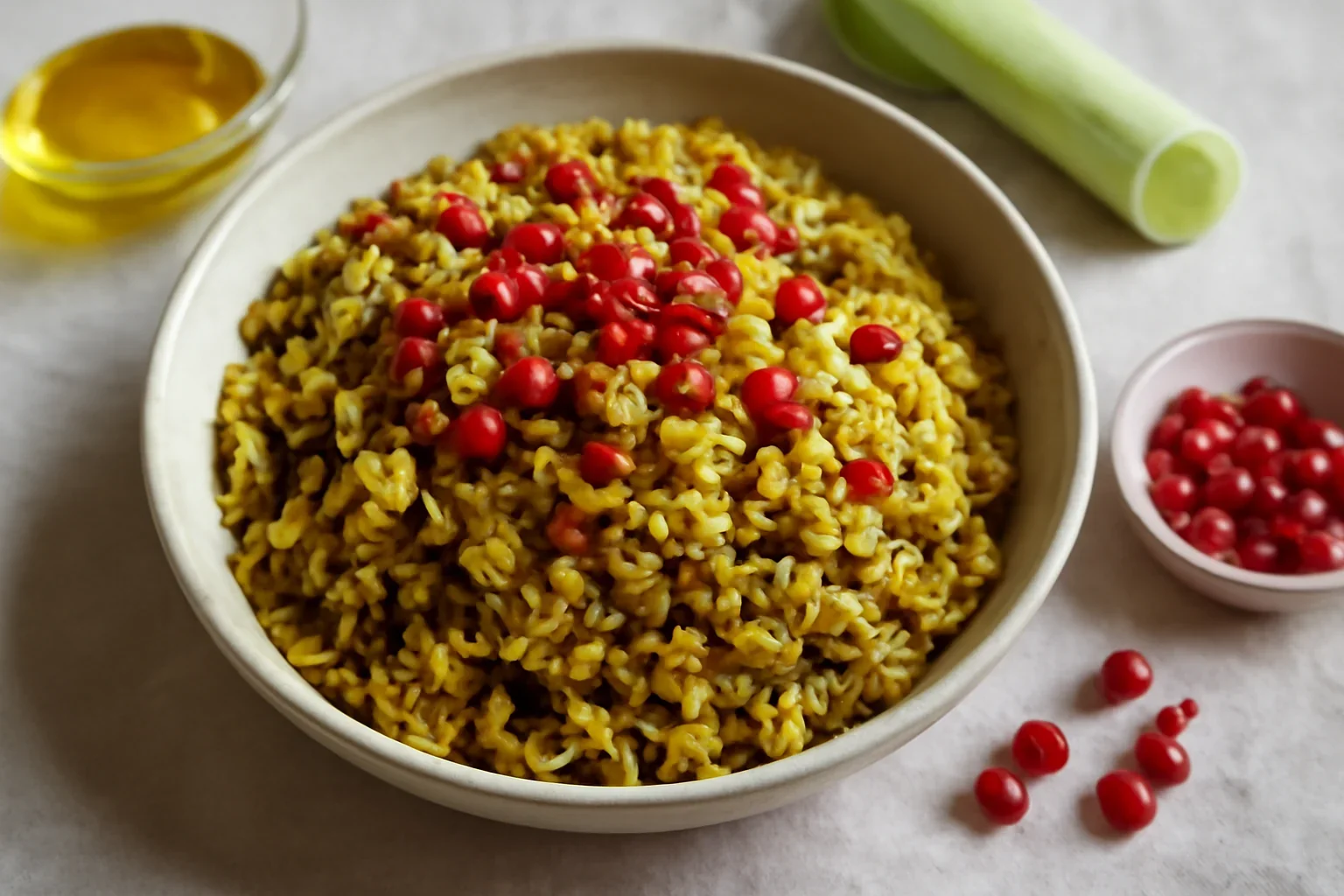 Risotto cu praz, rodie si turmeric