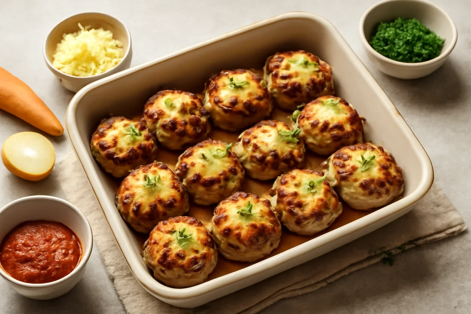 Ciuperci umplute cu carne tocata si cascaval, la cuptor
