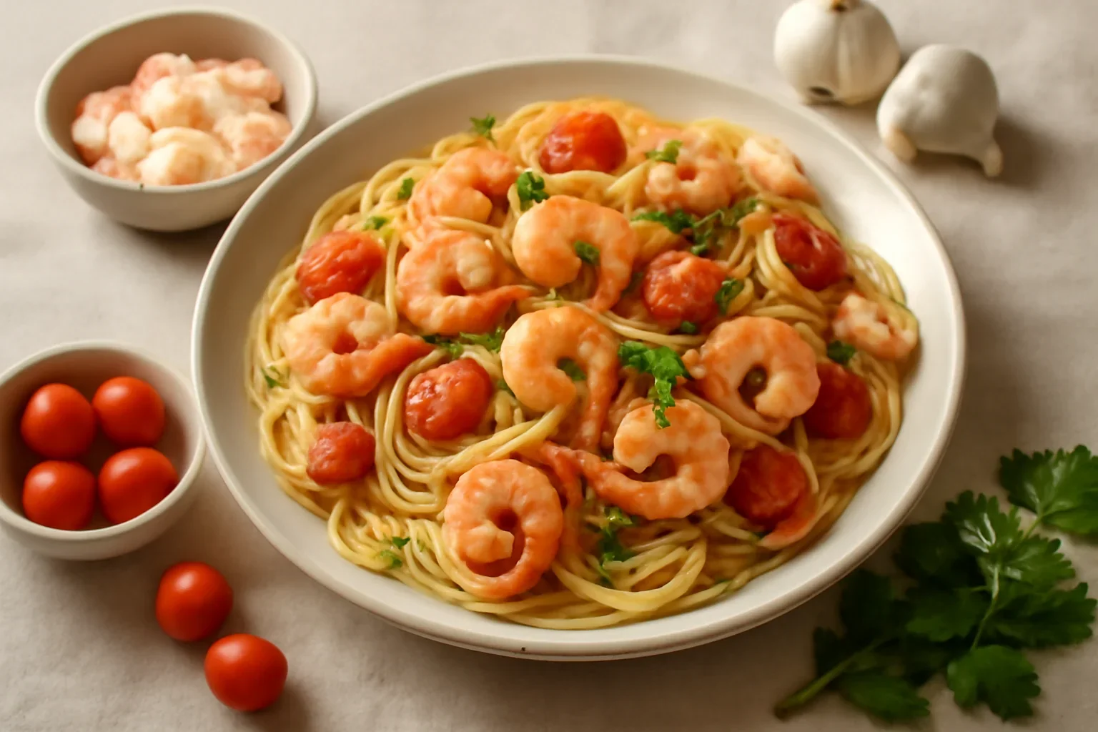 Spaghetti ai gamberi – Spaghetti cu creveti