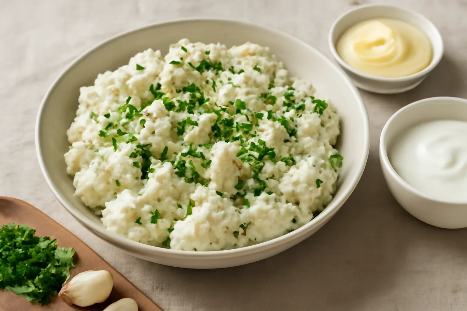 Conopidă cu maioneză, iaurt și usturoi – salată cremoasă de conopidă