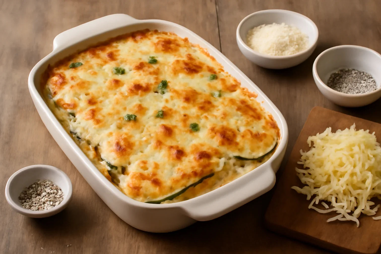Musaca de dovlecei cu sos bechamel si mozzarella