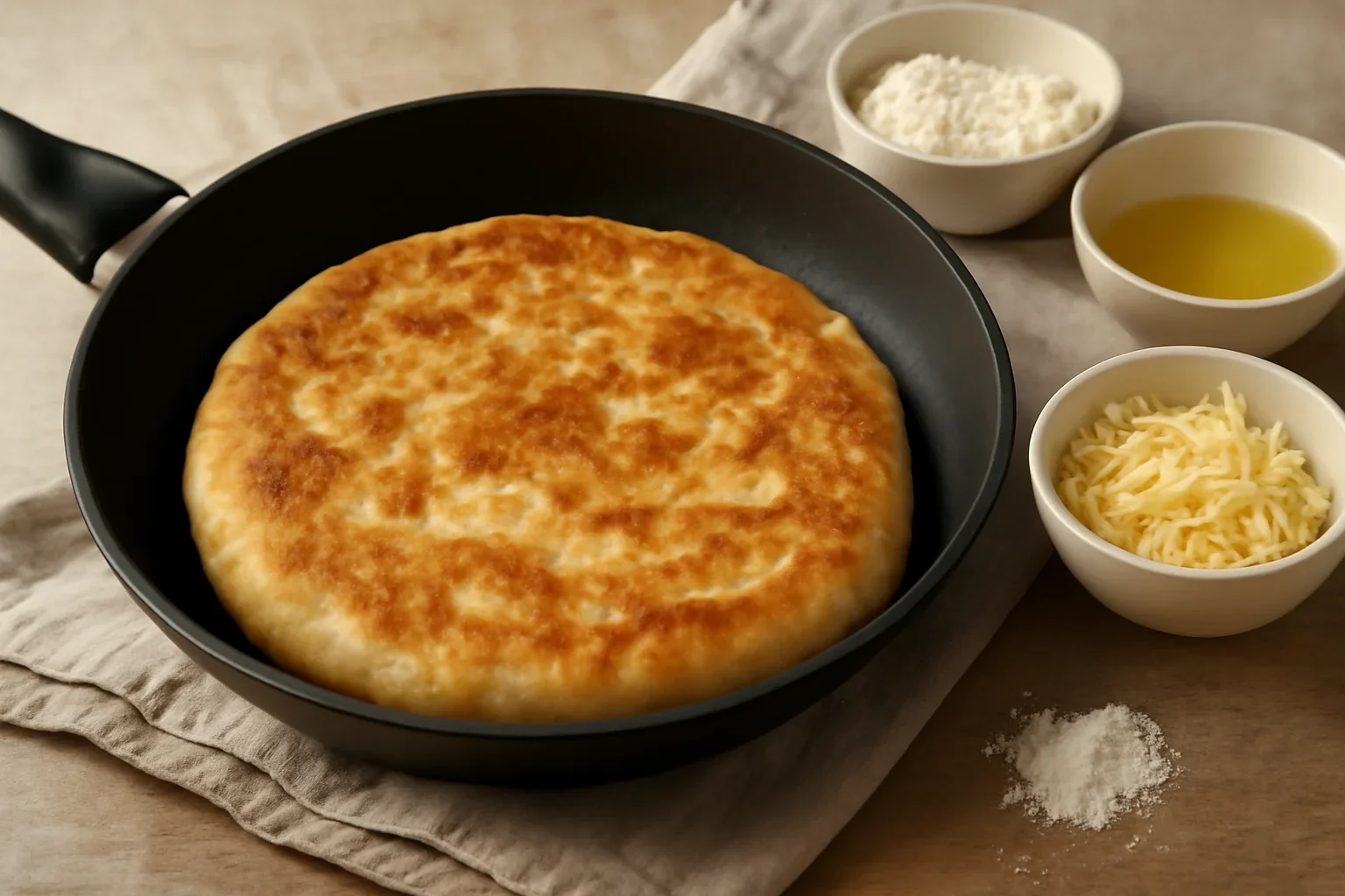 Placinta la tigaie cu branza, cartofi, varza sau magiun