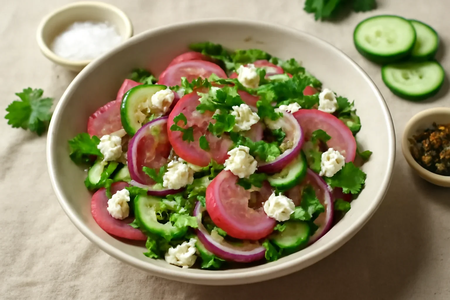 Salată din ridichi murate cu brânză feta