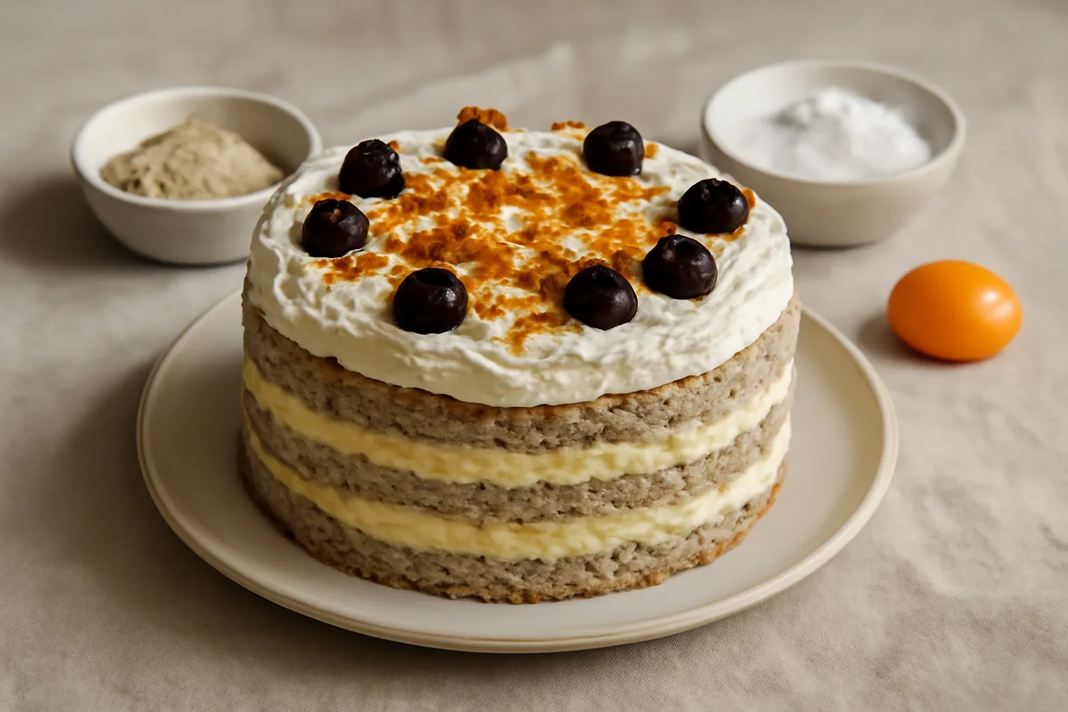 Tort Egiptean cu foi de nuca si crema de vanilie