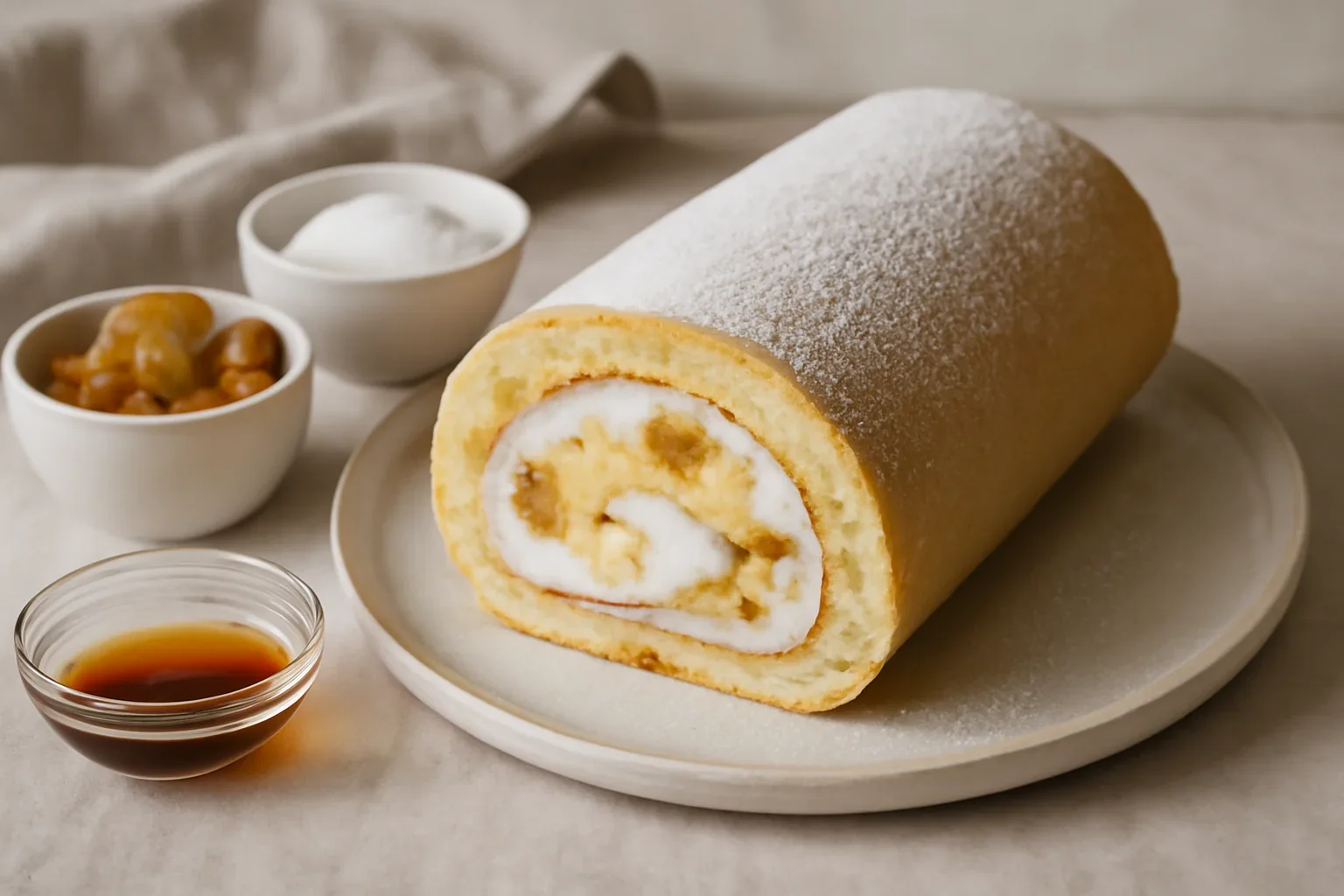 Rulada cu crema de urda si mere caramelizate